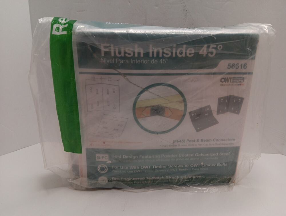 BOX OF 2 OWT OZCO 56616 Flush Inside 45 degree Plate Connectors